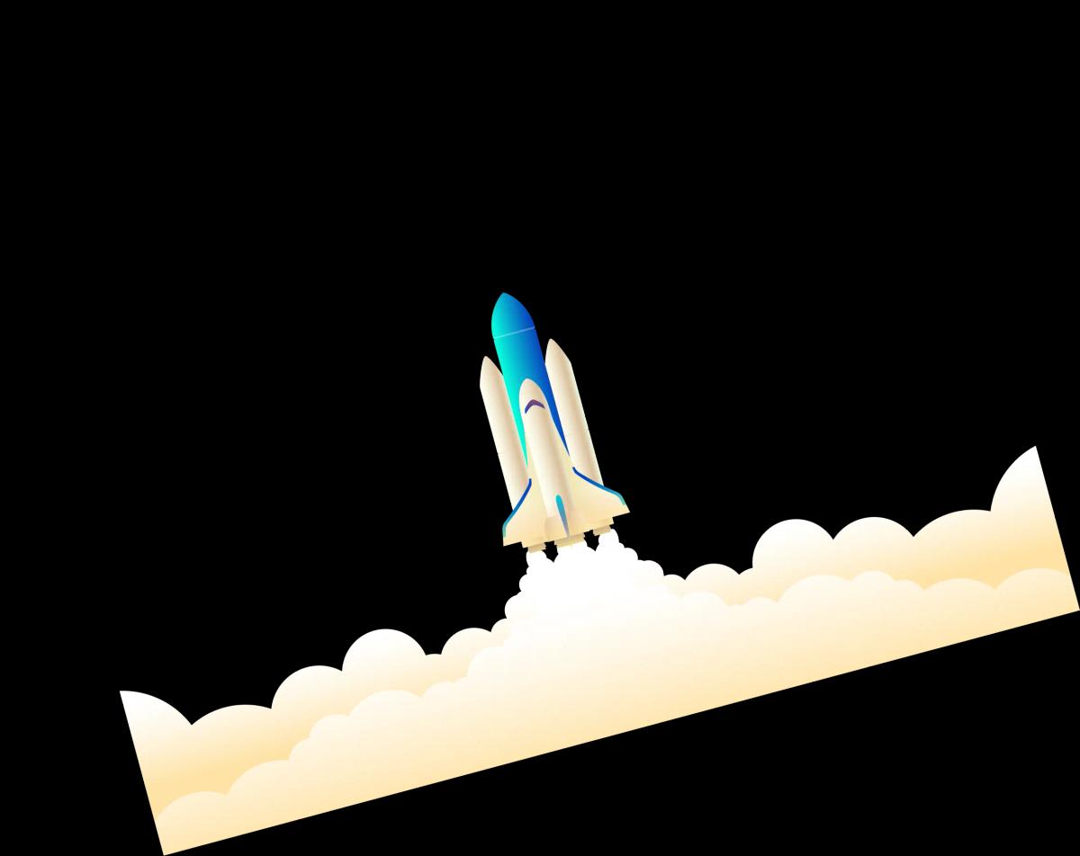 Rocket launching through clouds, illustrating the EIR program's growth journey