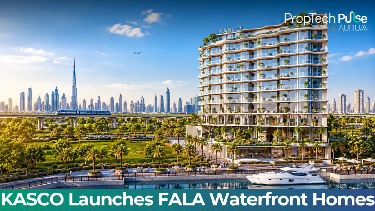 FALA by KASCO waterfront residential development in Dubai's Al Jaddaf, featuring contemporary apartments, curved balconies and views towards Dubai Creek