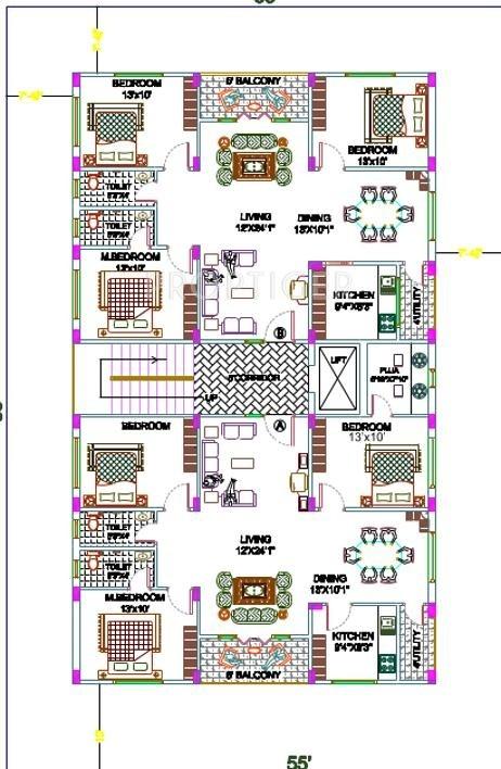  pleasant-residency Single Tower Cluster Plan