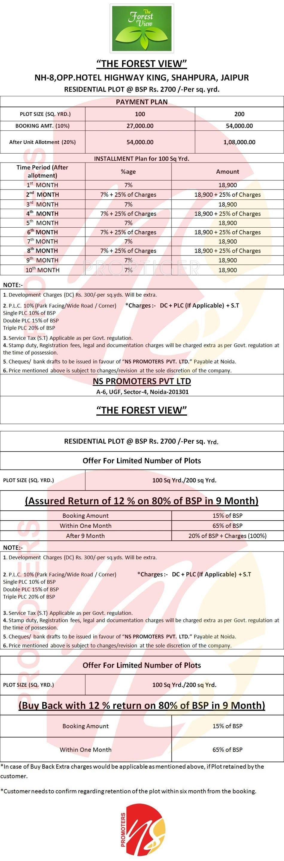 NS Promoters The Forest View Payment Plan