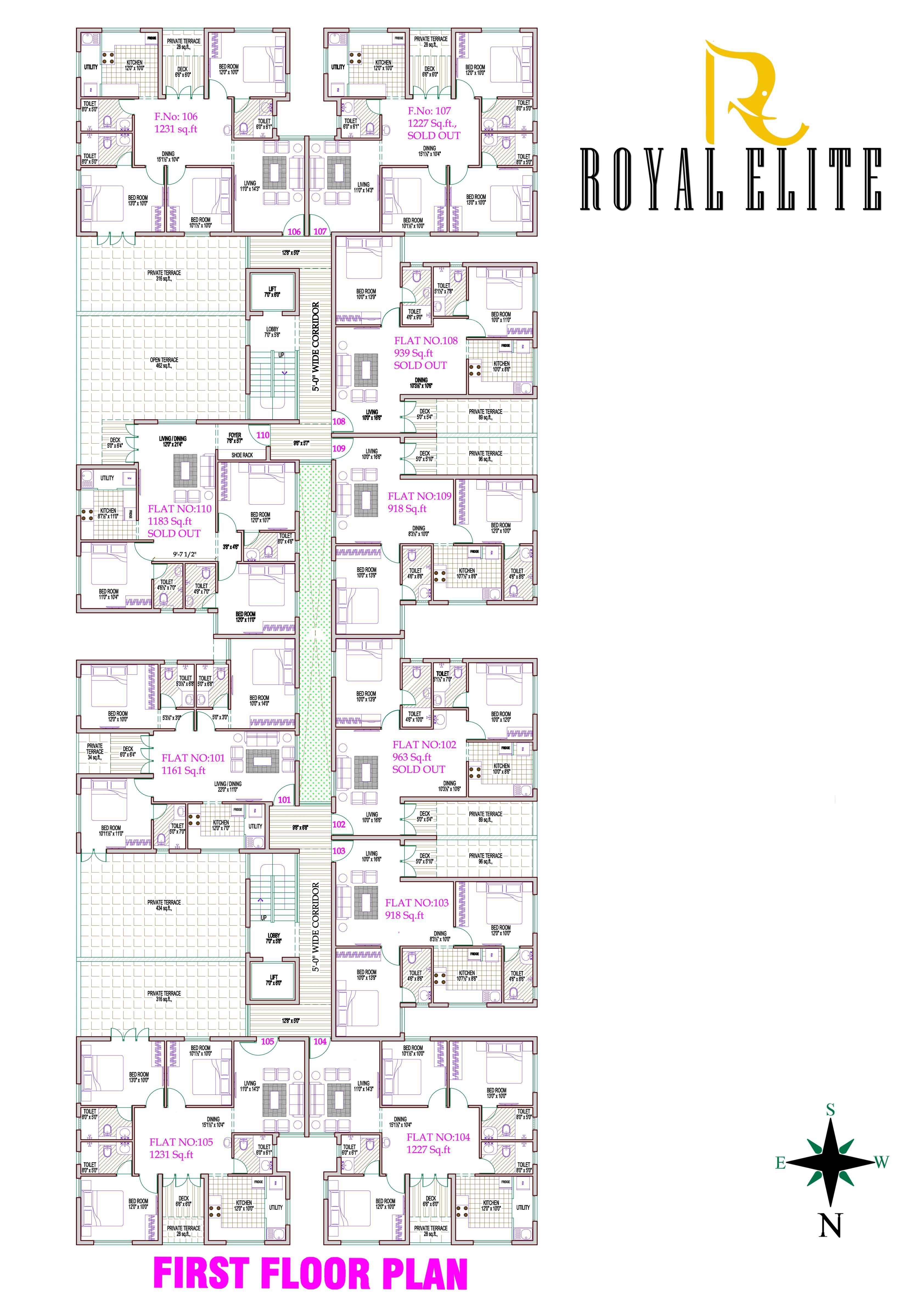  elite Royal Elite Cluster Plan for 1st Floor