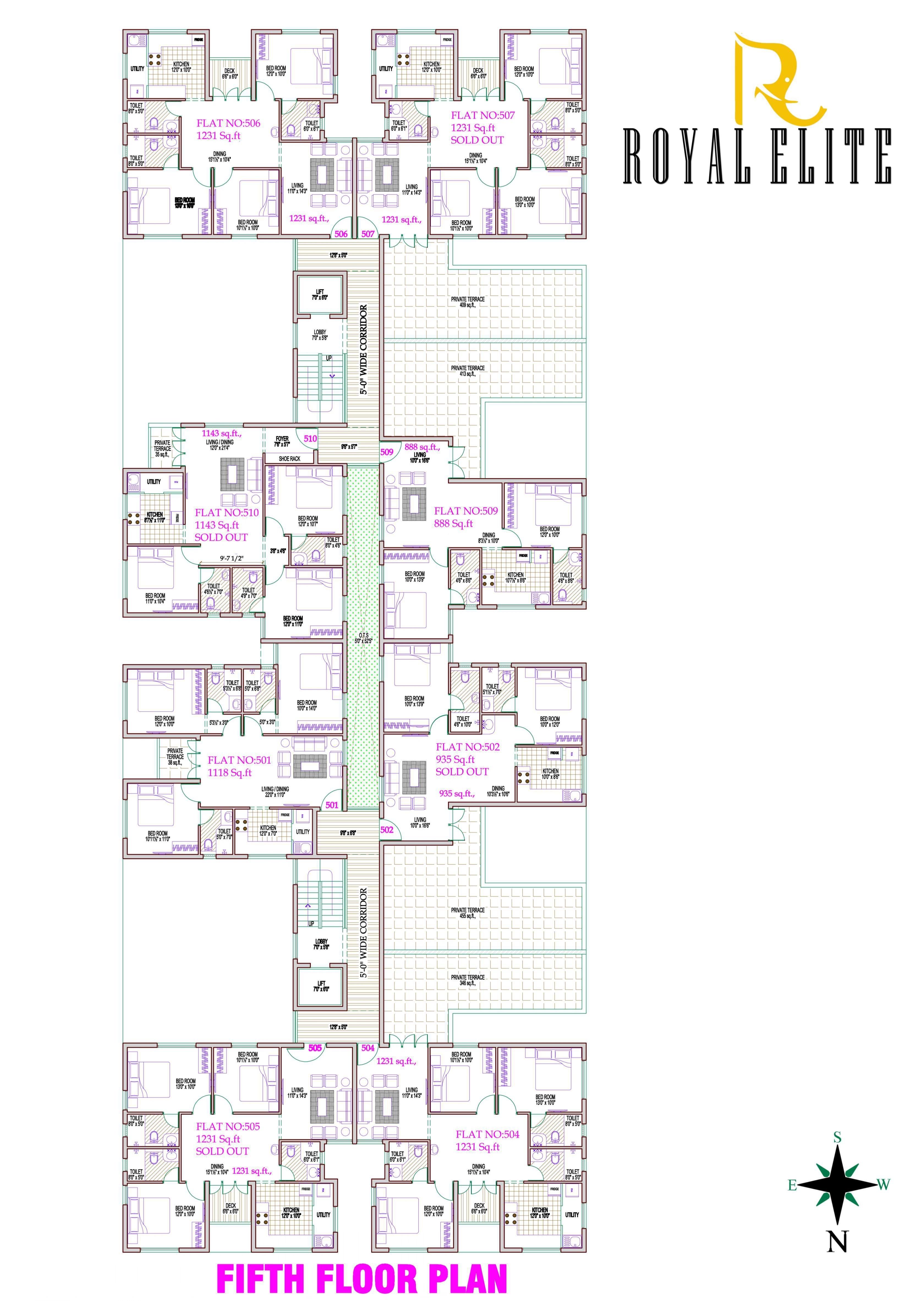 elite Royal Elite Cluster Plan for 5th Floor