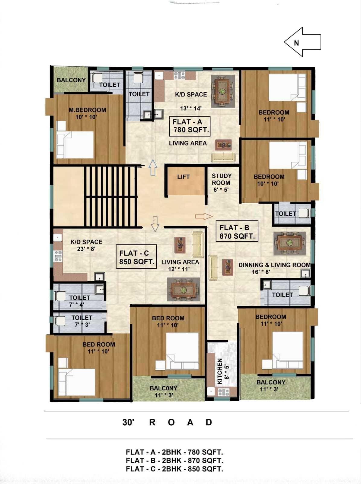  apartment Cluster Plan