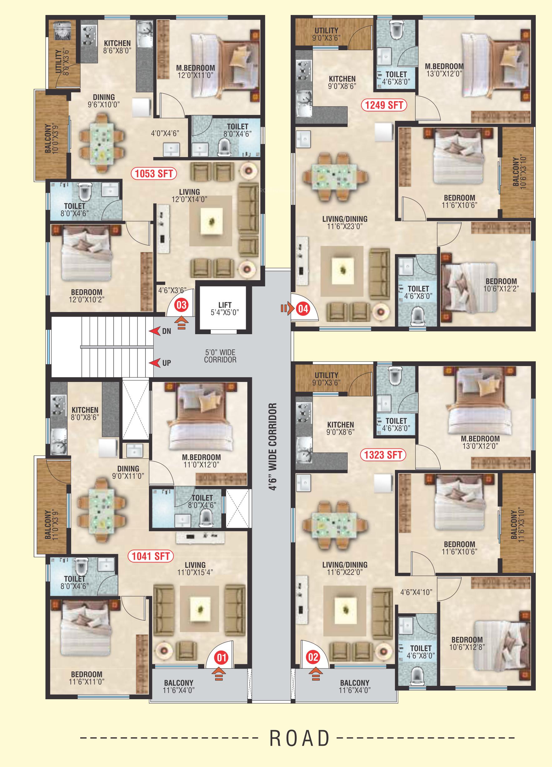  gold Gold Cluster Plan from 1st to 5th Floor