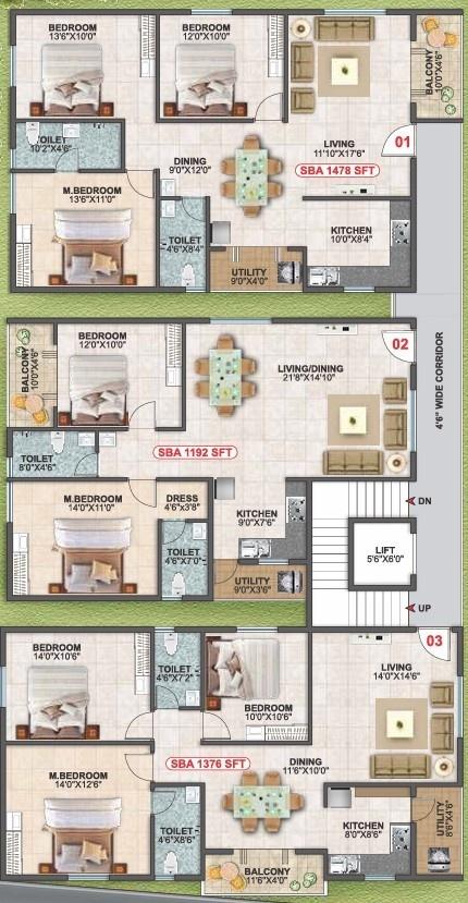  orchids Cluster Plan from 1st to 5th Floor