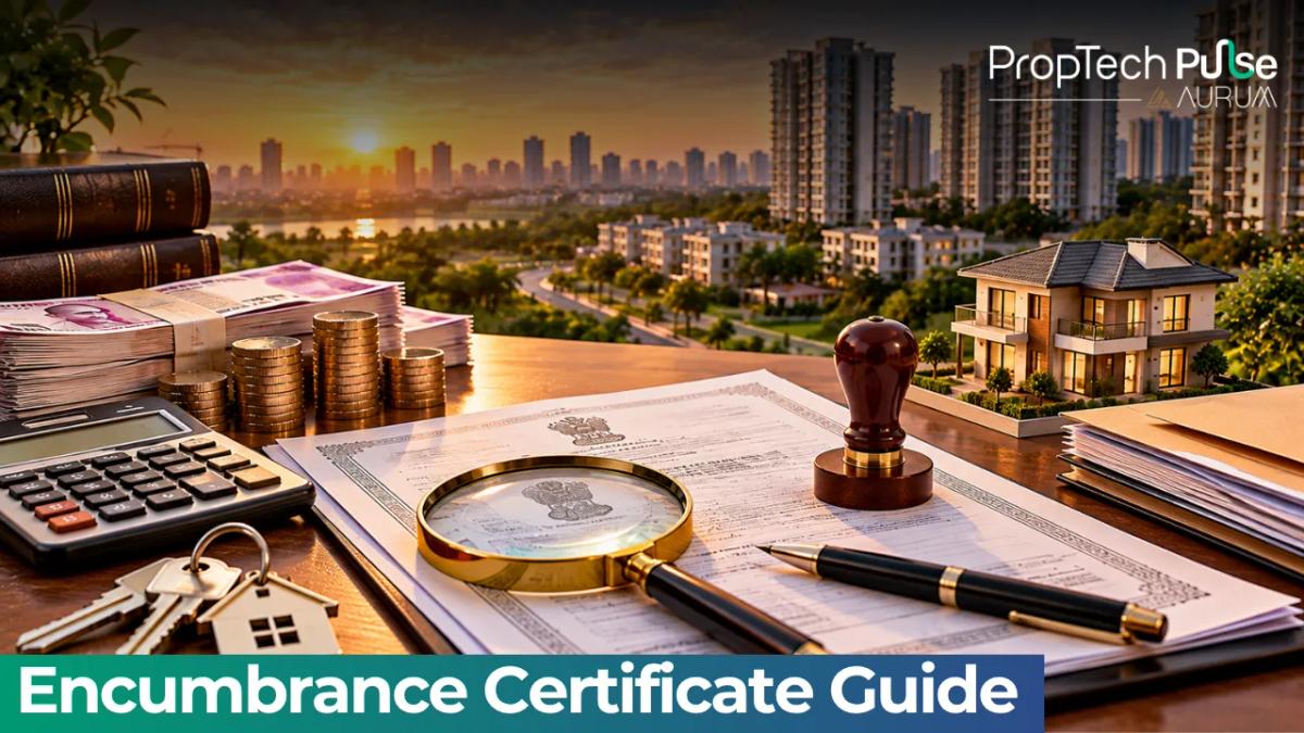Illustration of an official Sub-Registrar document showing Form 15 and Form 16 with rupee symbols and a house outline