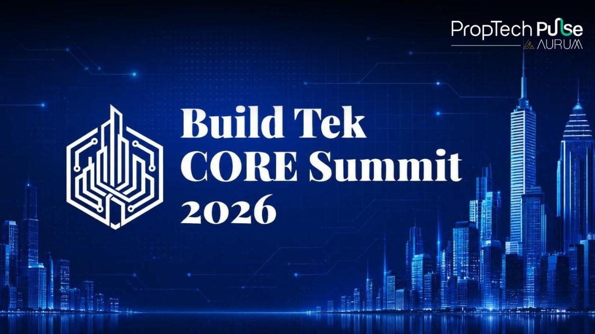 BuildTek Core Summit 2026 banner with city skyline, hosted by PropTech Pulse on ESG and net-zero real estate in India