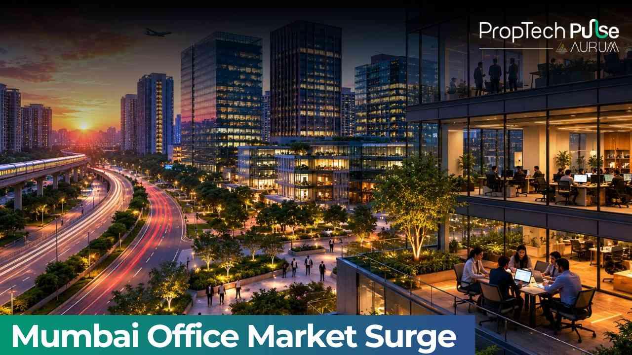 Modern office towers in Mumbai where the office market hit record leasing in early 2026