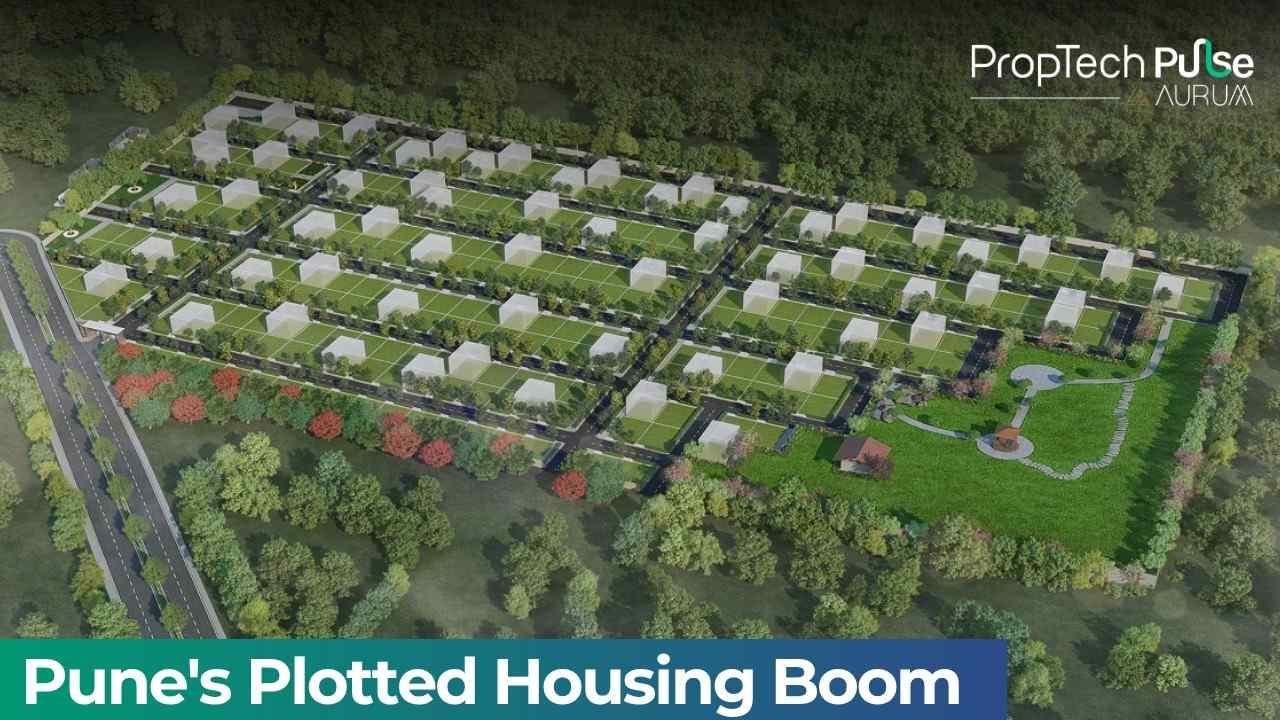 Aerial view of a plotted residential layout in Pune's southern growth corridor