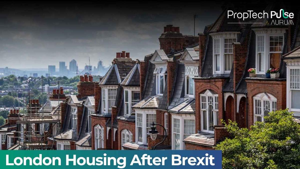 Terraced houses in London representing the capital's slow housing market growth since Brexit