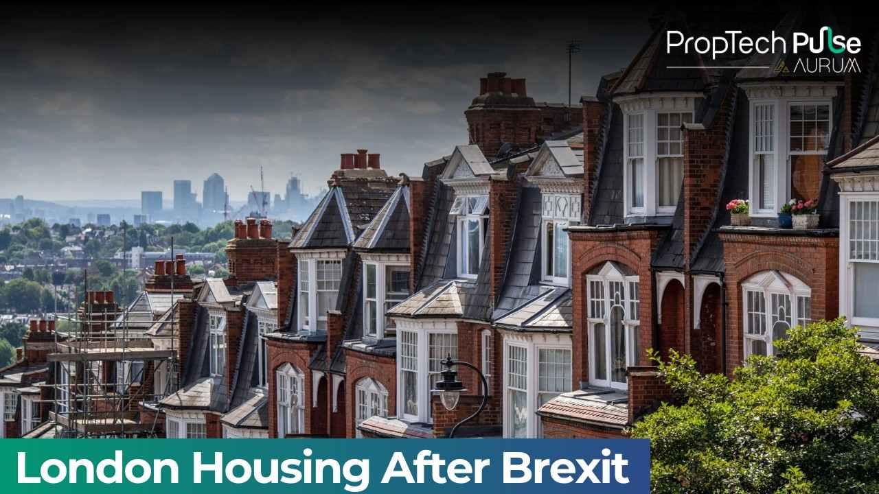 Terraced houses in London representing the capital's slow housing market growth since Brexit