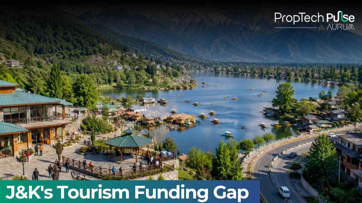 Scenic view of Jammu and Kashmir featuring Himalayan mountains, Dal Lake, houseboats, modern tourism infrastructure, and picturesque landscapes representing tourism development projects