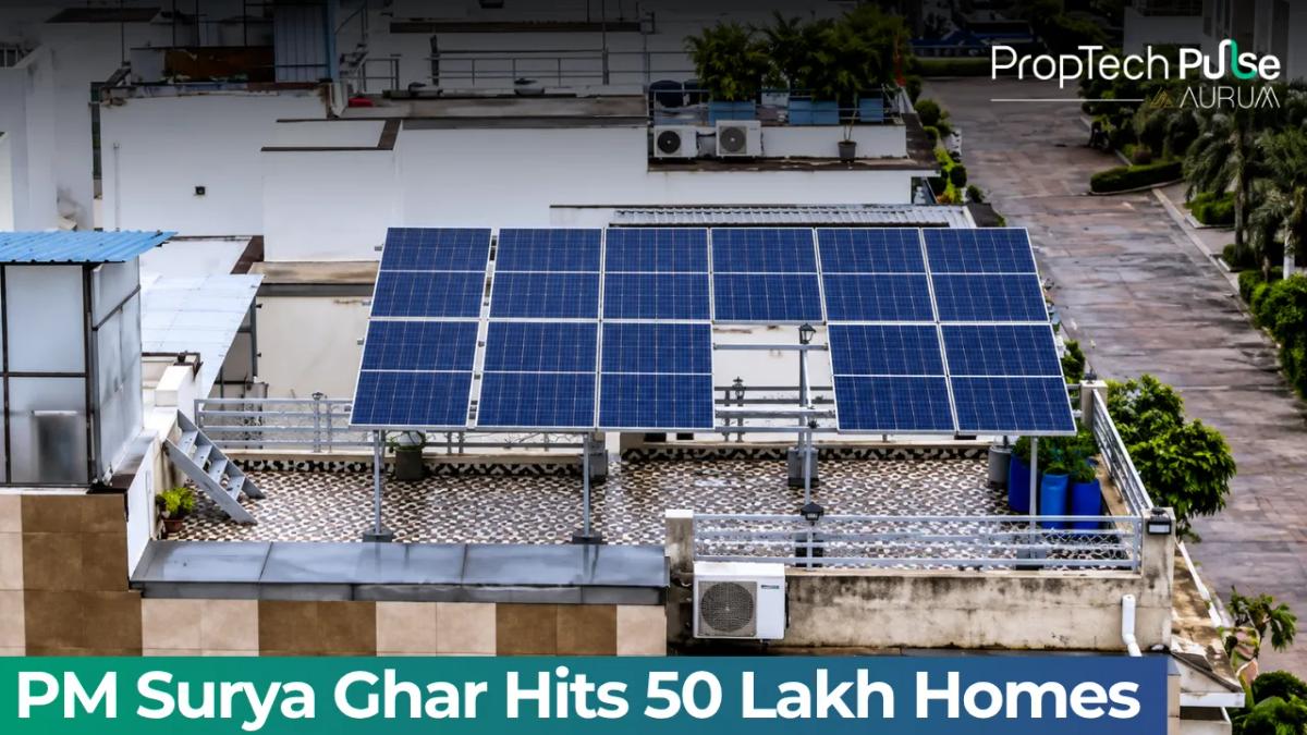 Rooftop solar panels installed on Indian residential homes under the PM Surya Ghar Muft Bijli Yojana supporting clean energy adoption and sustainable housing