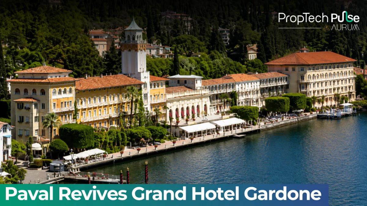 Historic Grand Hotel Gardone facade on the shores of Lake Garda, Italy
