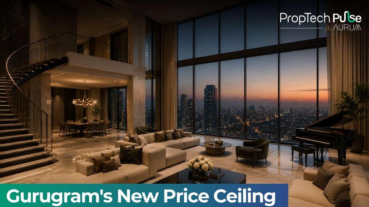 Ultra-luxury penthouse interior with panoramic city skyline views representing India's record-breaking high-end residential real estate market