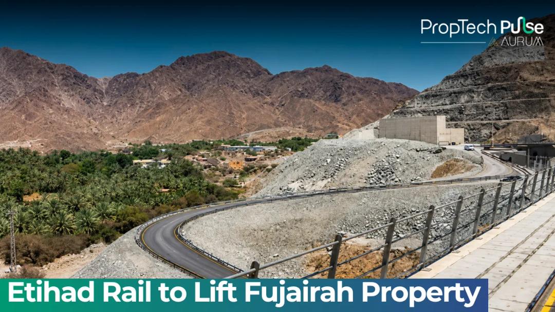 Etihad Rail passenger train travelling toward Fujairah on the UAE's east coast