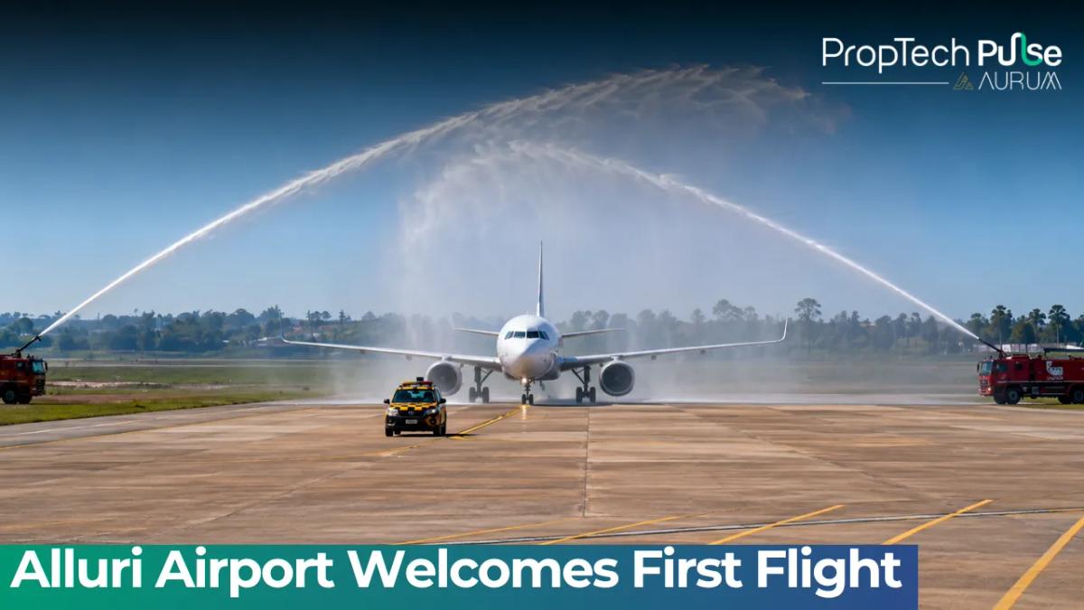 First flight receiving a water cannon salute at Alluri Sitarama Raju International Airport, Bhogapuram