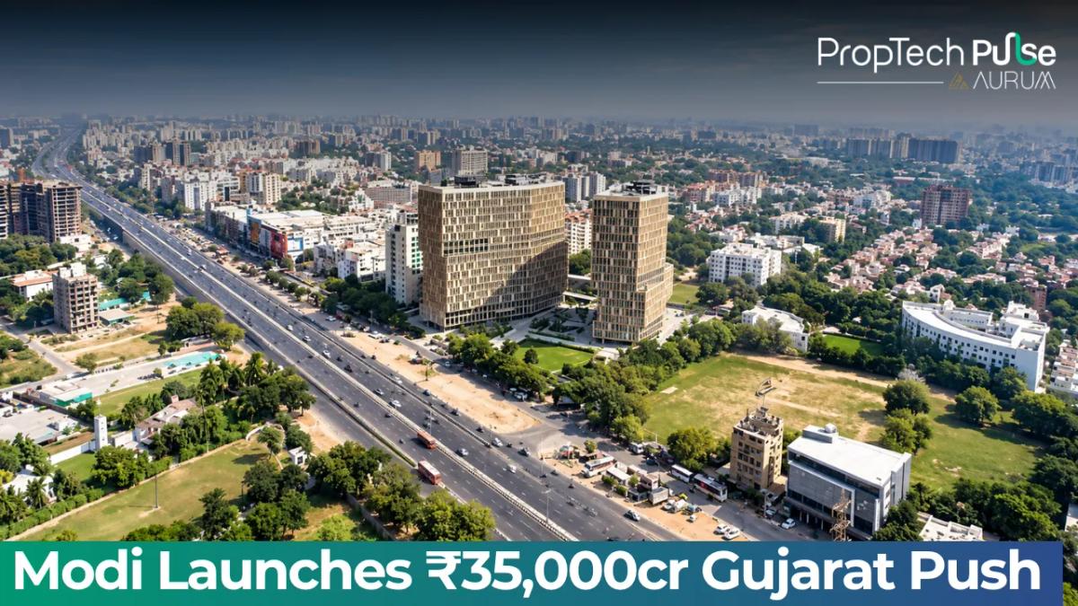 PM Modi Gujarat infrastructure ₹35000 crore WDFC Dedicated Freight Corridor rail highway PMAY 2026