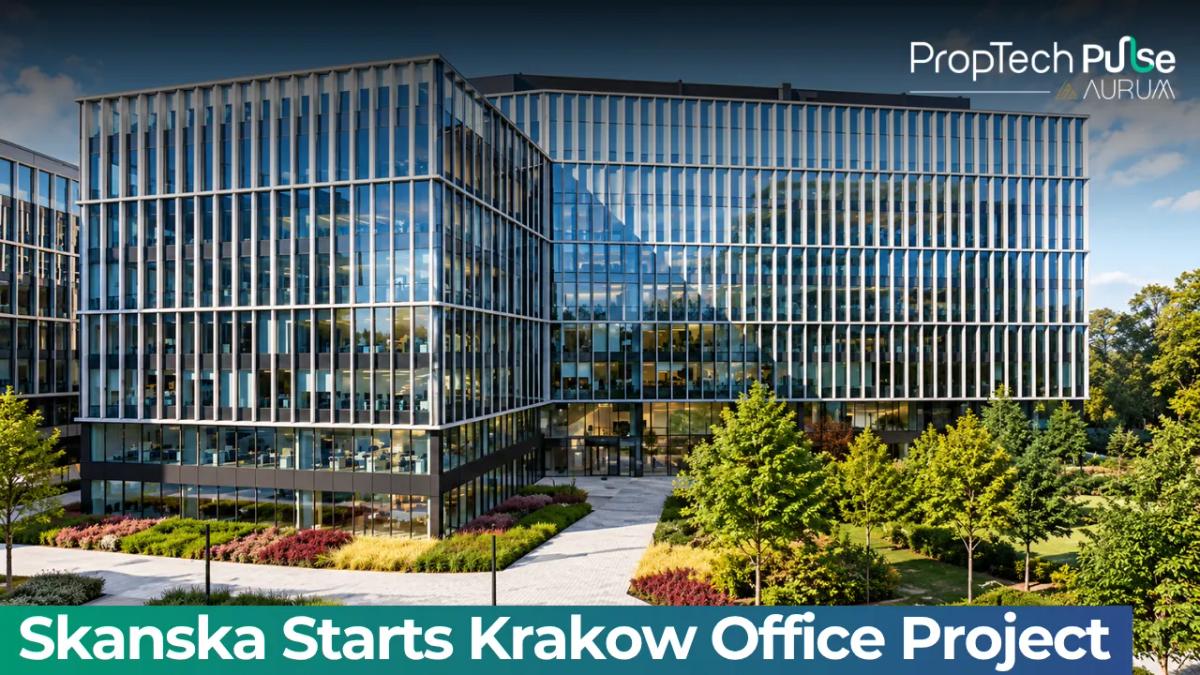 Skanska office complex construction in Krakow Poland