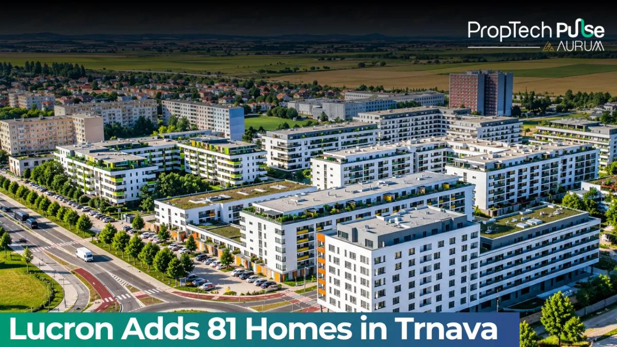Lucron's Na námestí II residential phase at Arboria in Trnava, Slovakia, featuring 81 apartments across three six-storey buildings with landscaped public spaces and neighbourhood amenities