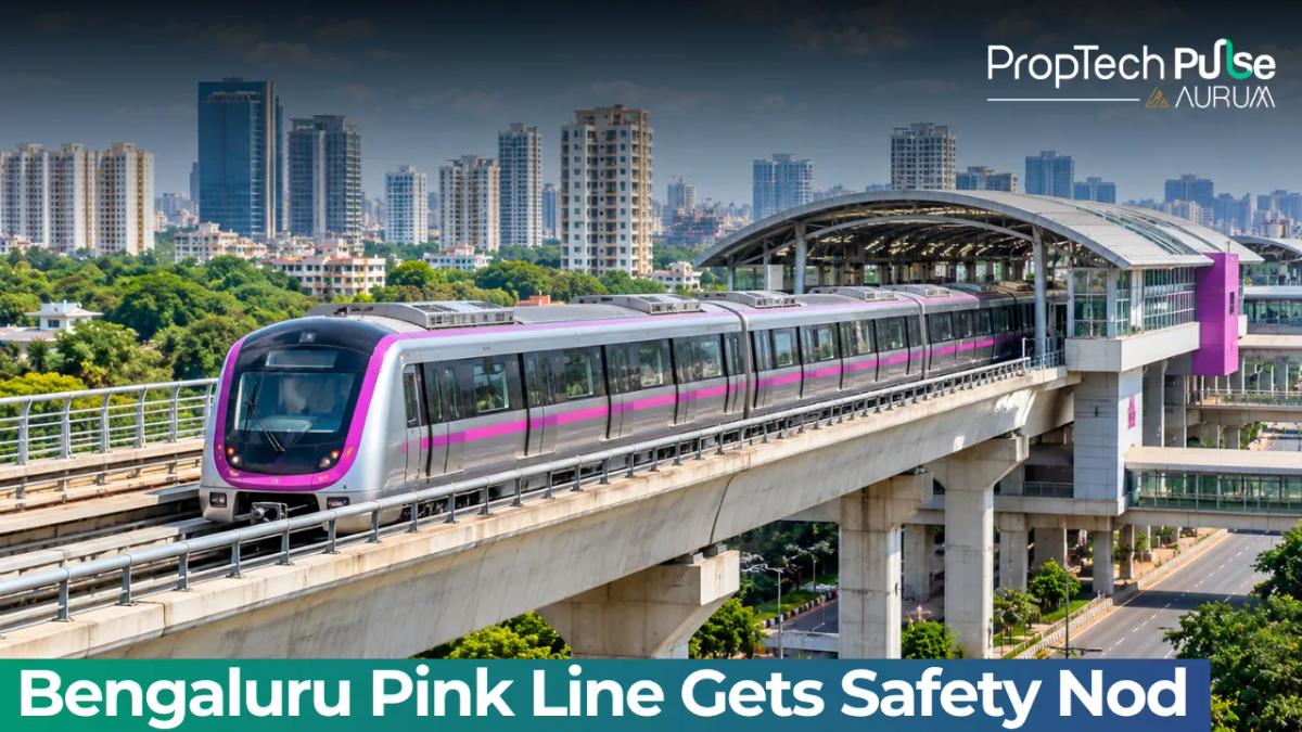 Bengaluru Metro elevated Pink Line train running along the Bannerghatta Road corridor.