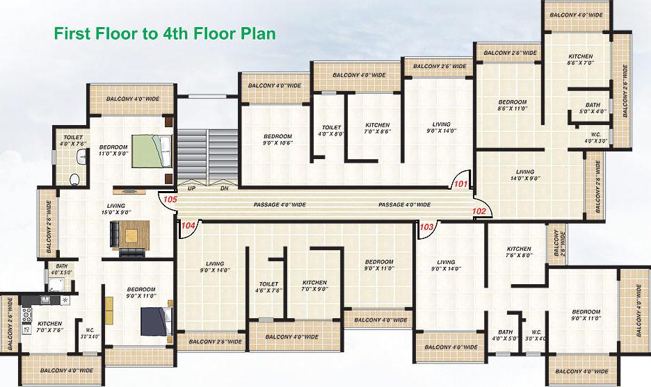 my-choice-apartment Typical Floor Plan From 1st to 4th Floor
