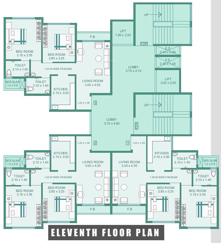 apartments Apartment Cluster Plan for 11th Floor