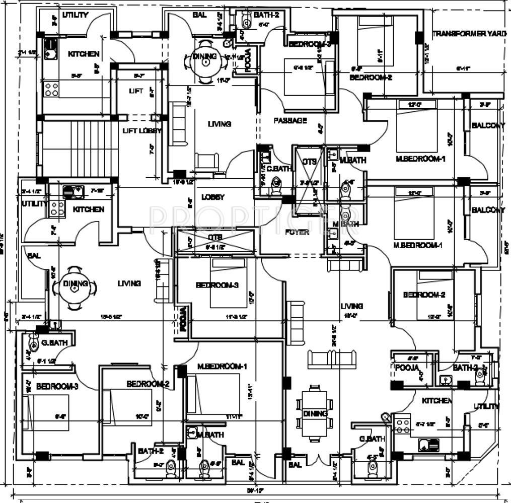 Build Tech Constructions Malars Hibiscus Typical Cluster Plan