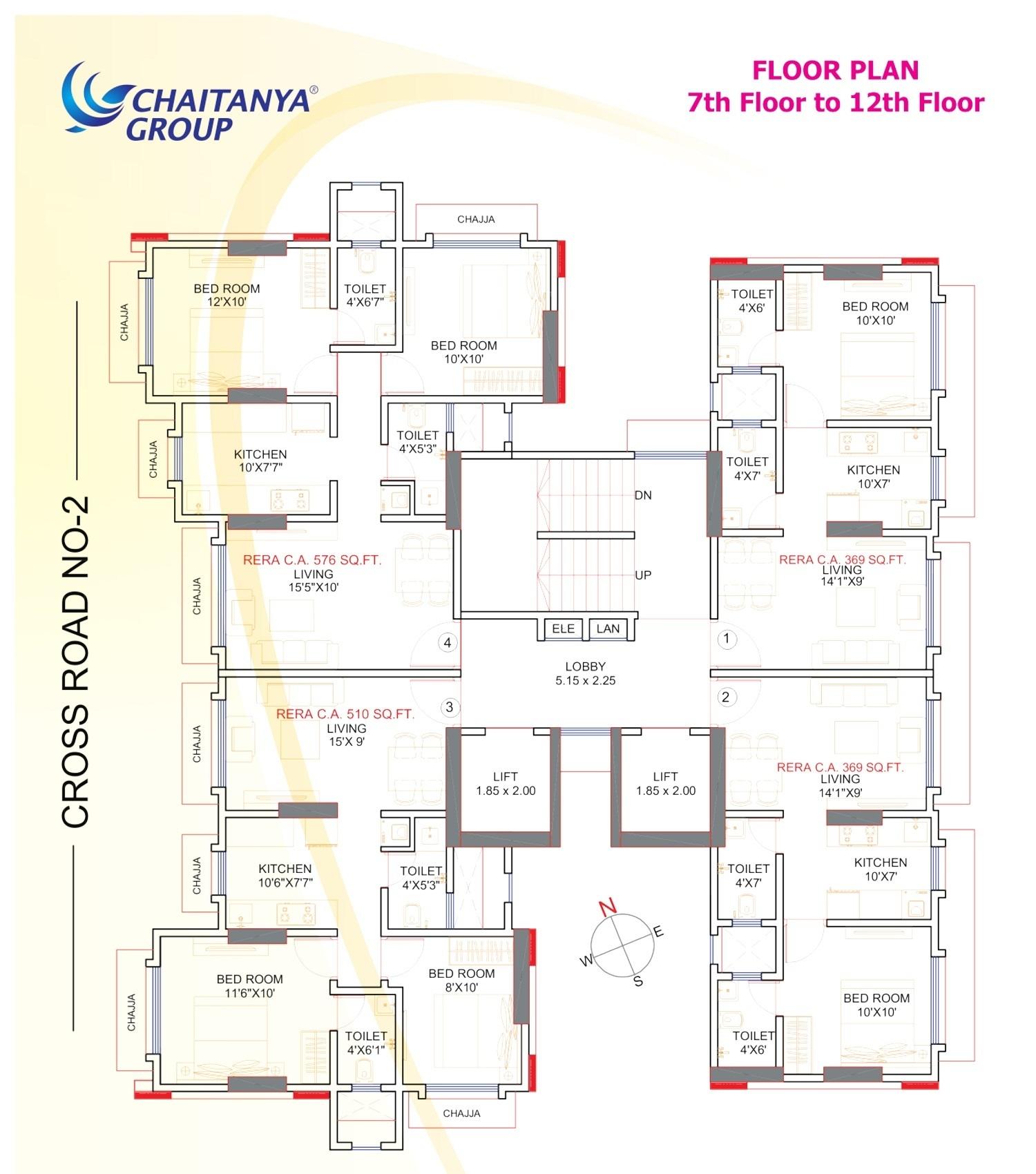 kohinoor Cluster Plan for 7th Floor