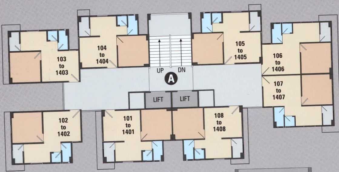 shrinathji-apartment Tower A Cluster Plan From 1st To 14th Floor