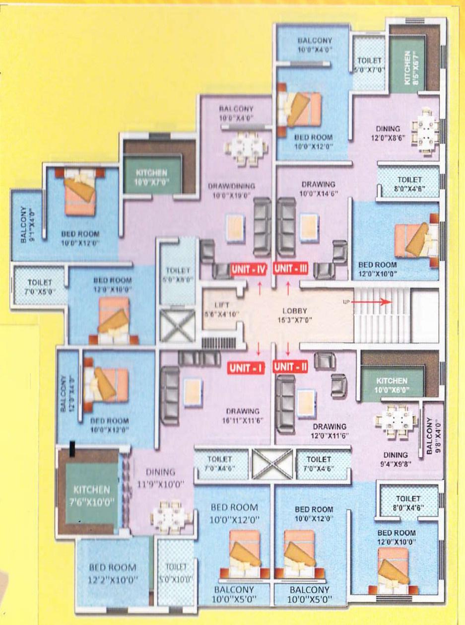 hills Block A Typical Cluster Plan From 1st to 5th Floor