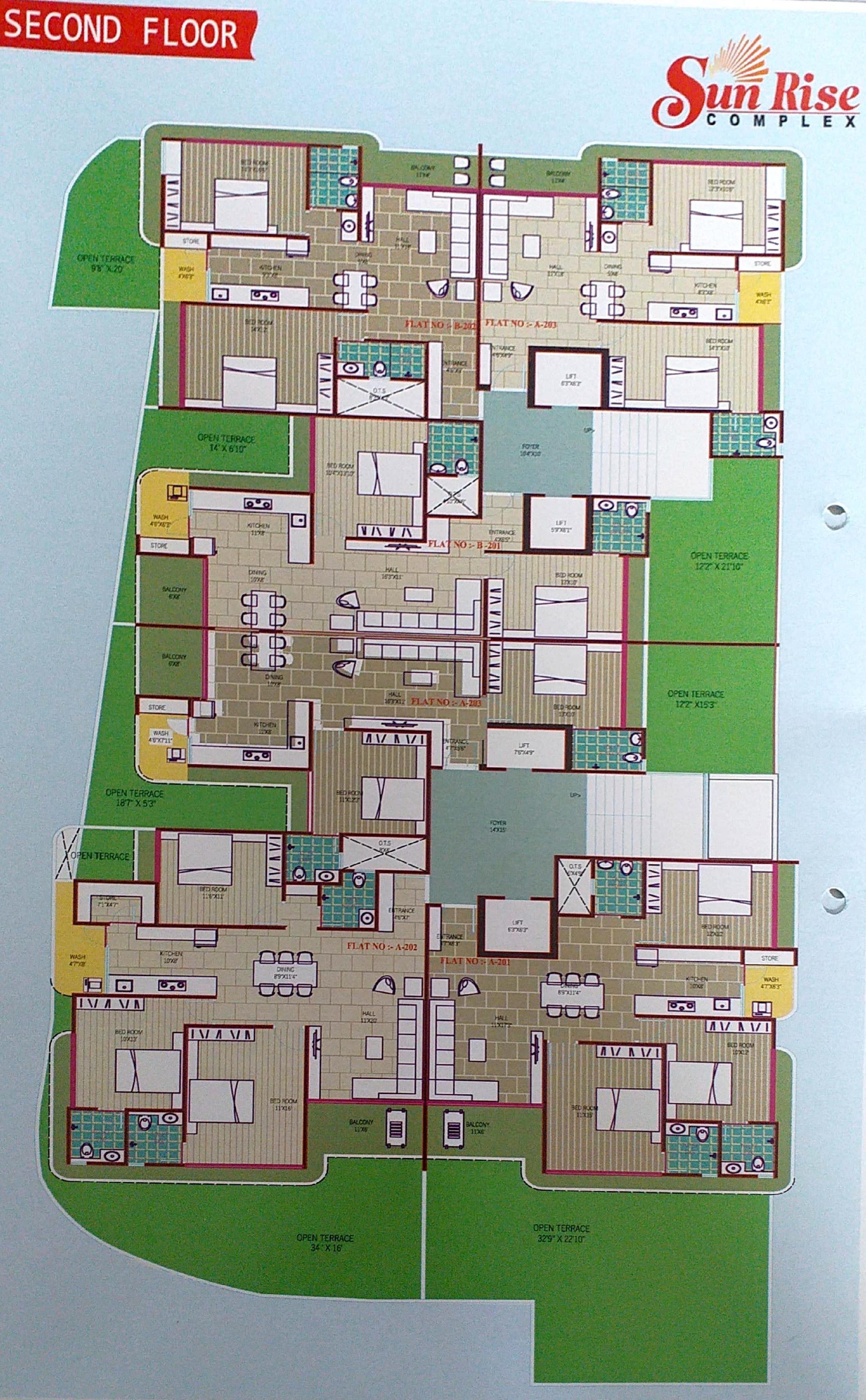 sunrise-complex Block A Cluster Plan from 1st to 6th Floor