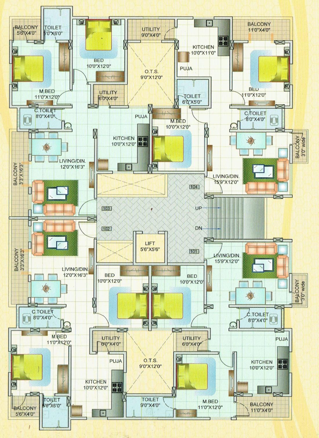 shree-ganesh-apartment Shree Ganesh Apartment Cluster Plan from 1st to 4th Floor