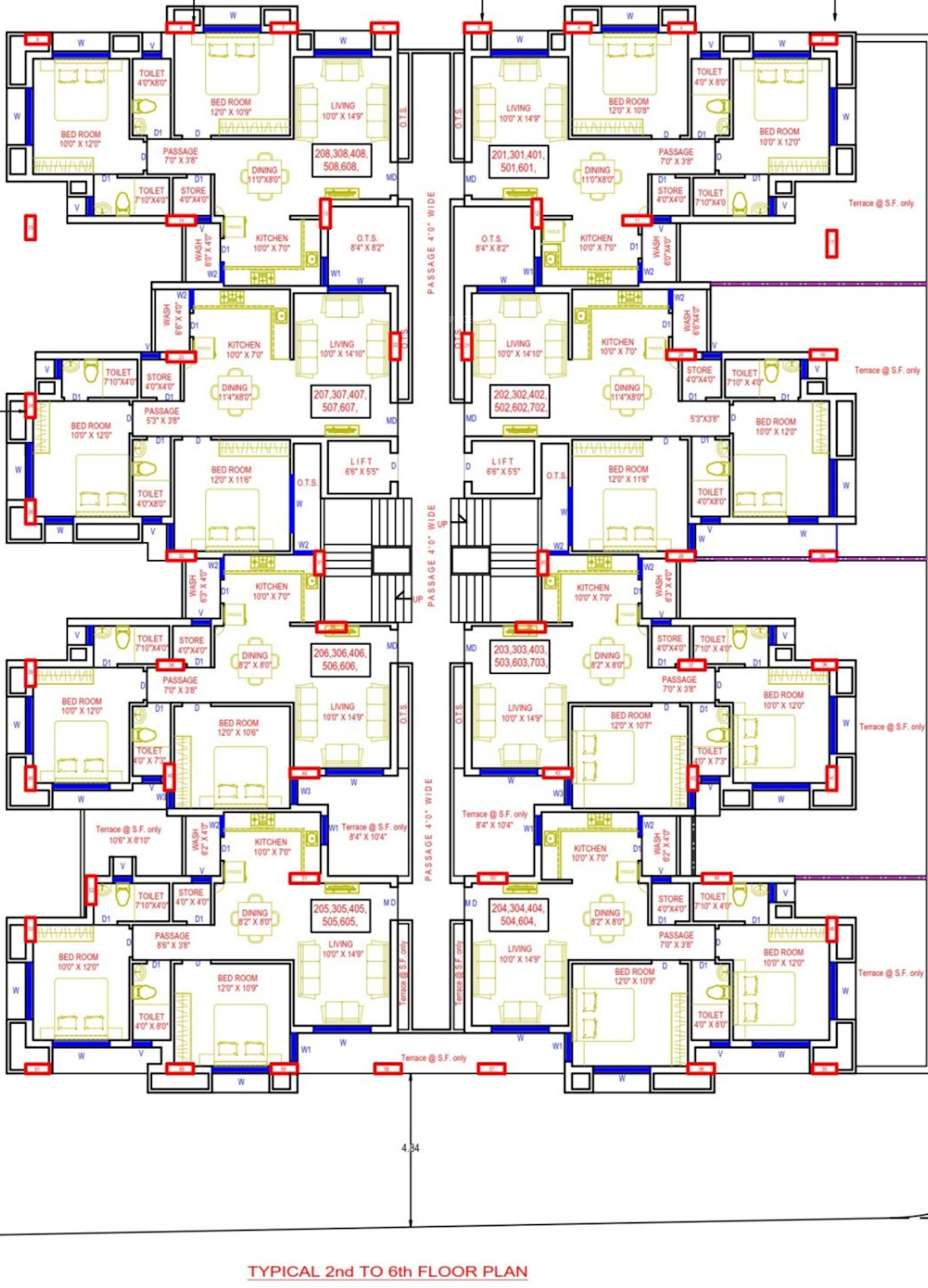 simandhar-wings Simandhar Wings Cluster Plan From 2nd To 6th Floor