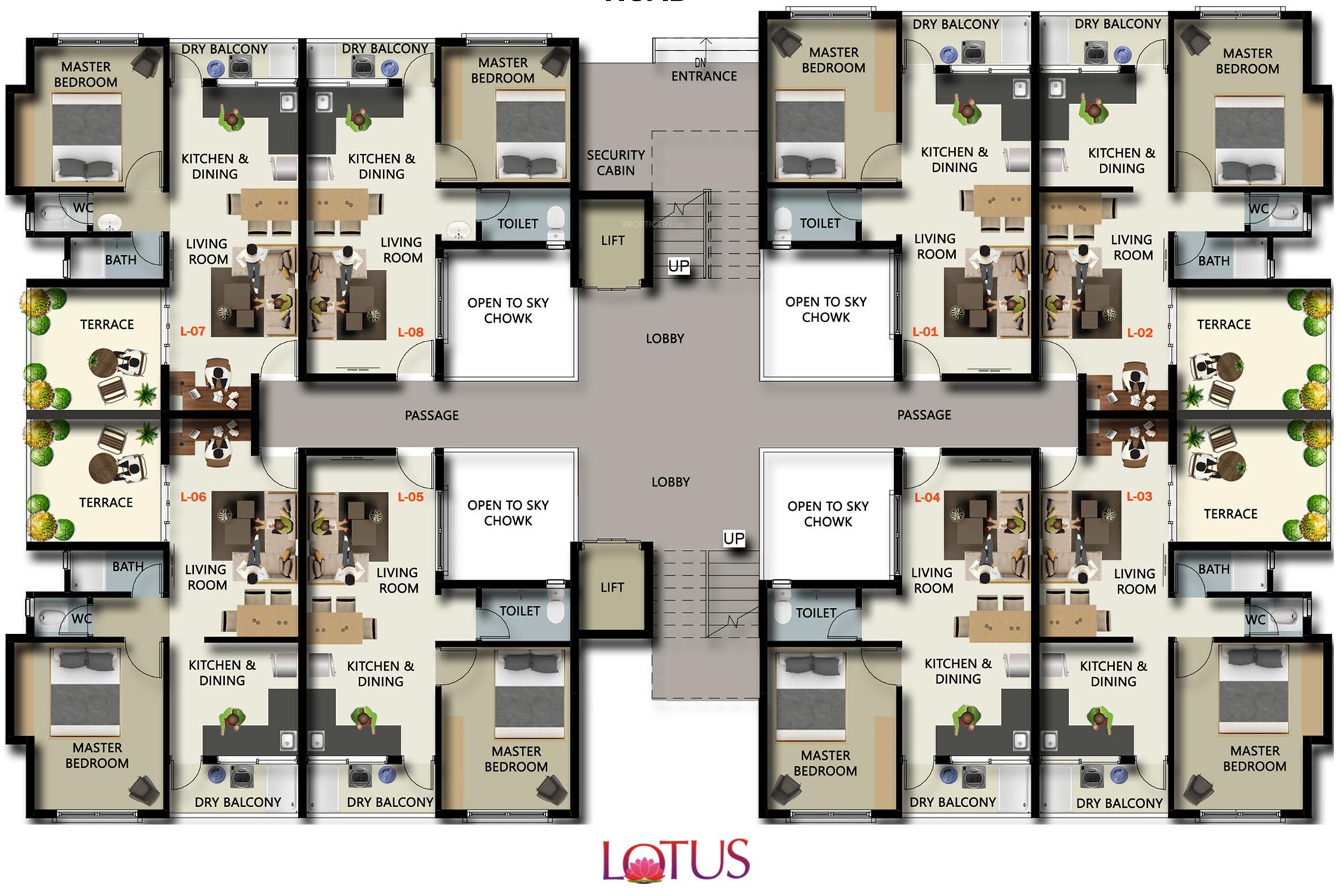 varun-flora-township-lotus-building Lotus Bldg Cluster Plan For Ground Floor