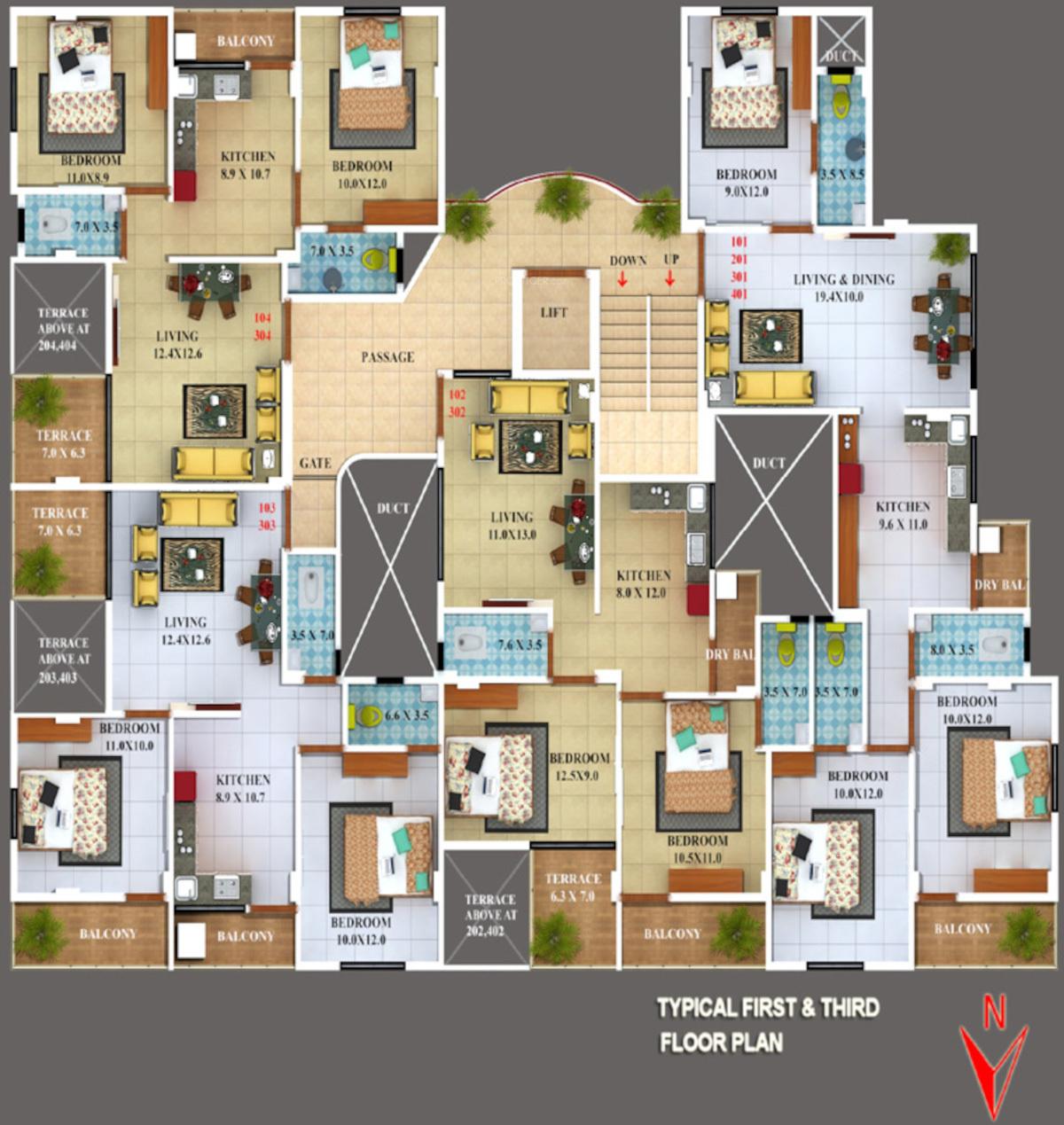 shubham Shubham Cluster Plan from 1st to 3rd Floor