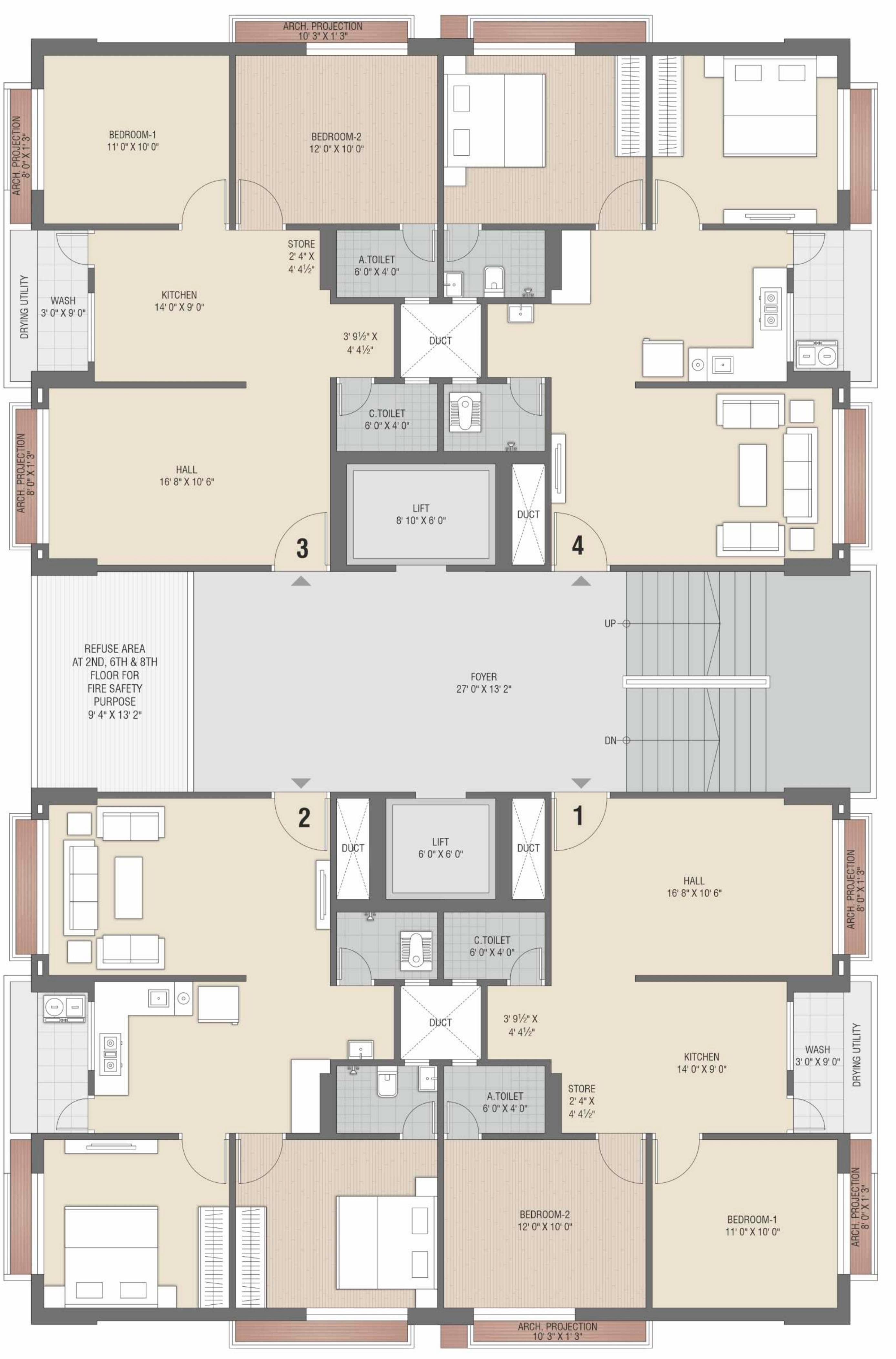 infinity-park Block E Cluster Plan from 1st to 12th Floor