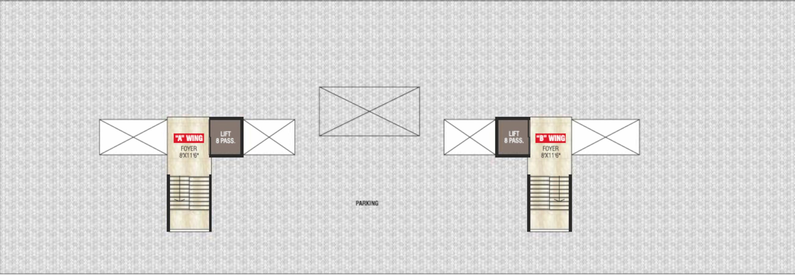shivalay-heights Wing A and Wing B Cluster Plan for Lower ground Floor