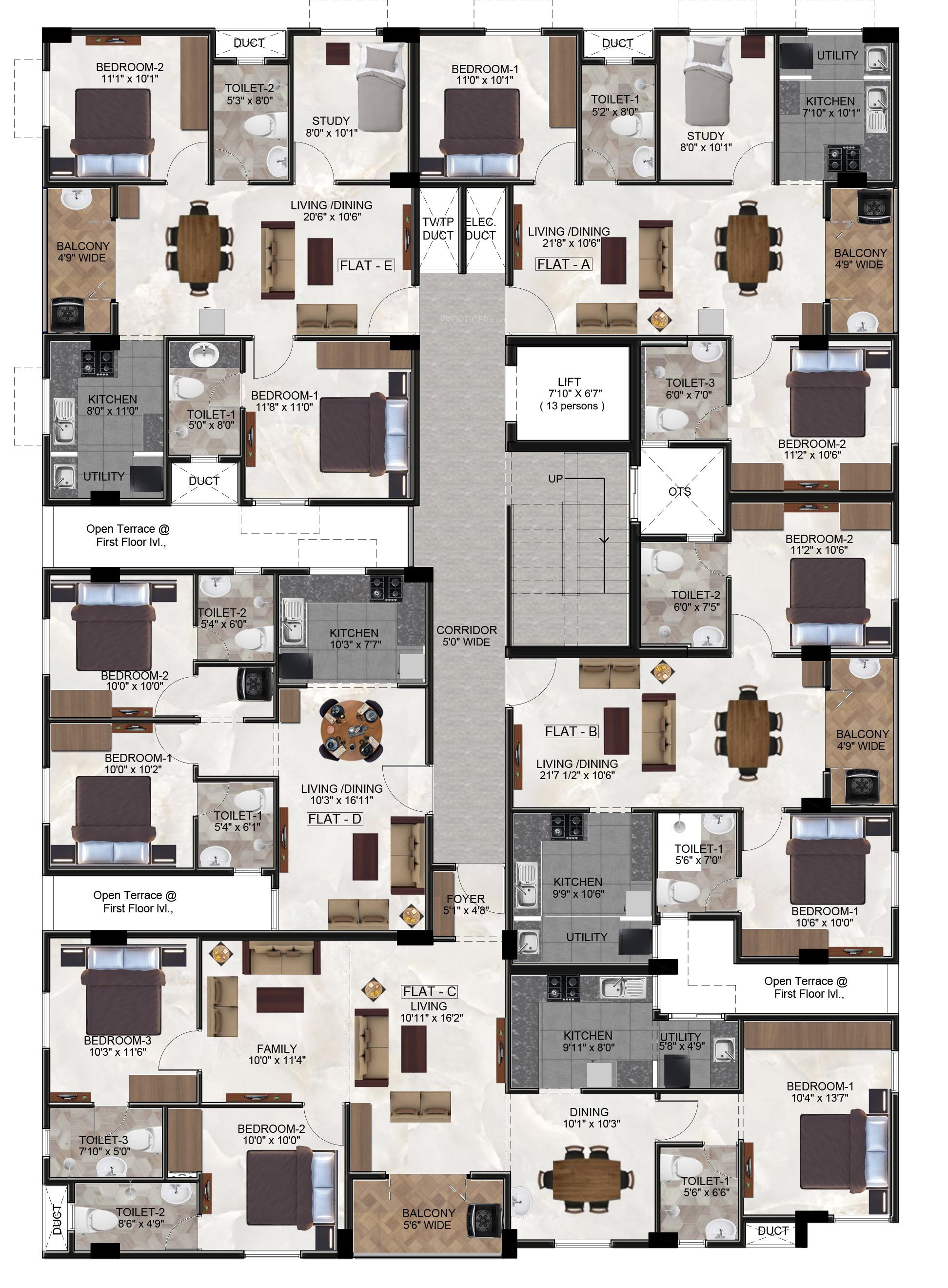 sastha Ramaniyam Sastha Cluster Plan from 2nd to 5th Floor