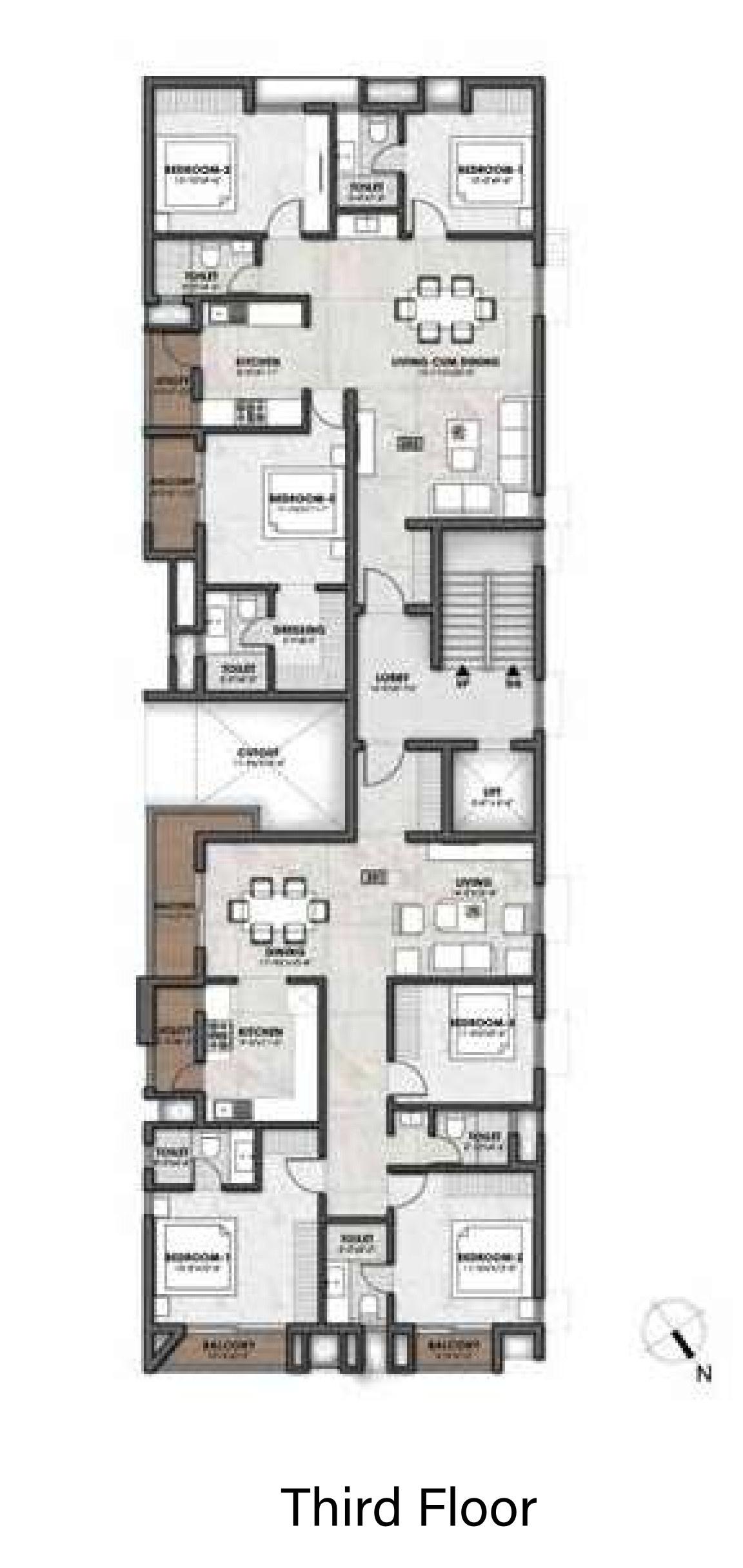 malhotra-gardenia Malhotra Gardenia Cluster Plan for 3rd Floor