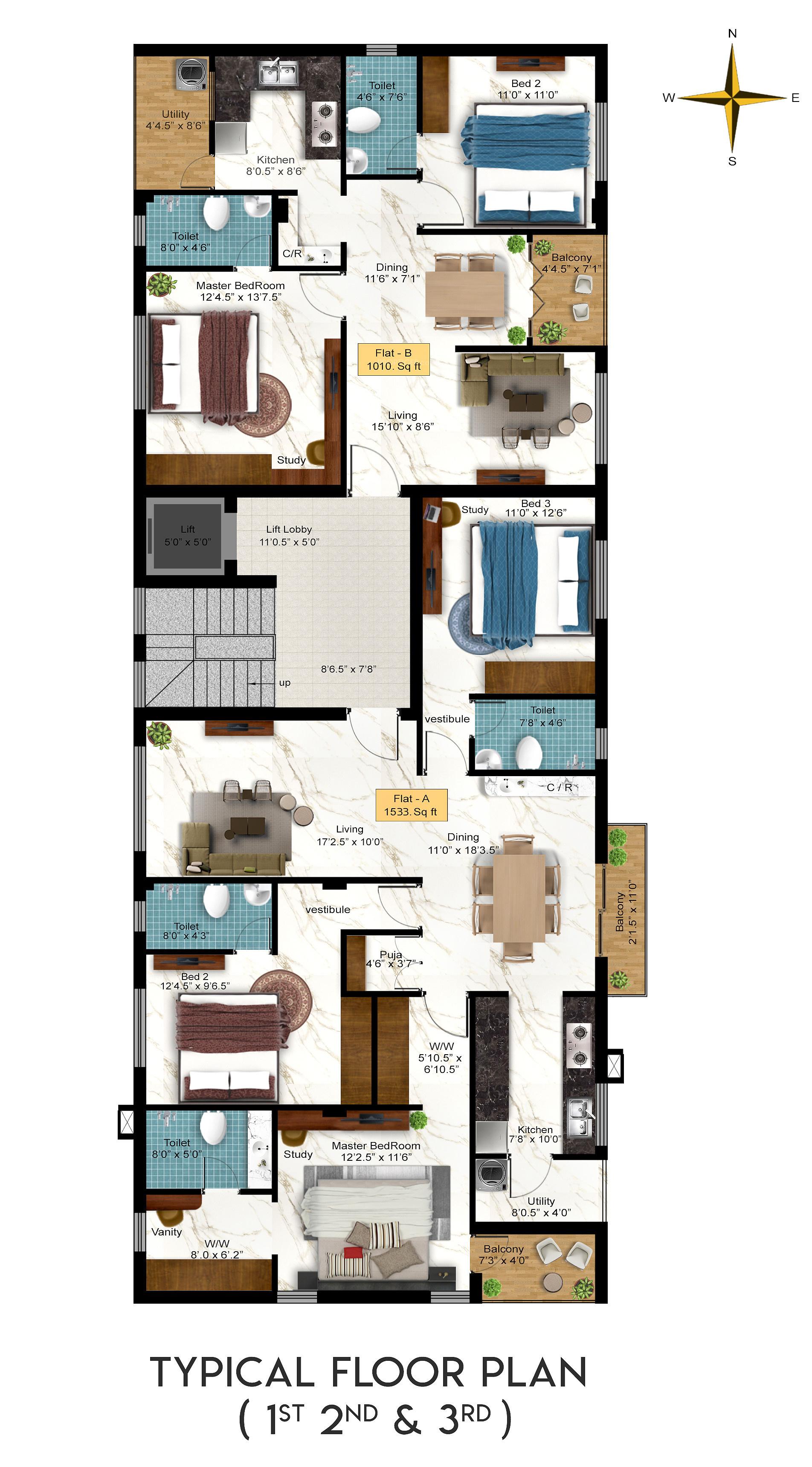 sai-sridevi-nilayam Sai Sridevi Nilayam Cluster Plan from 1st to 3rd Floor