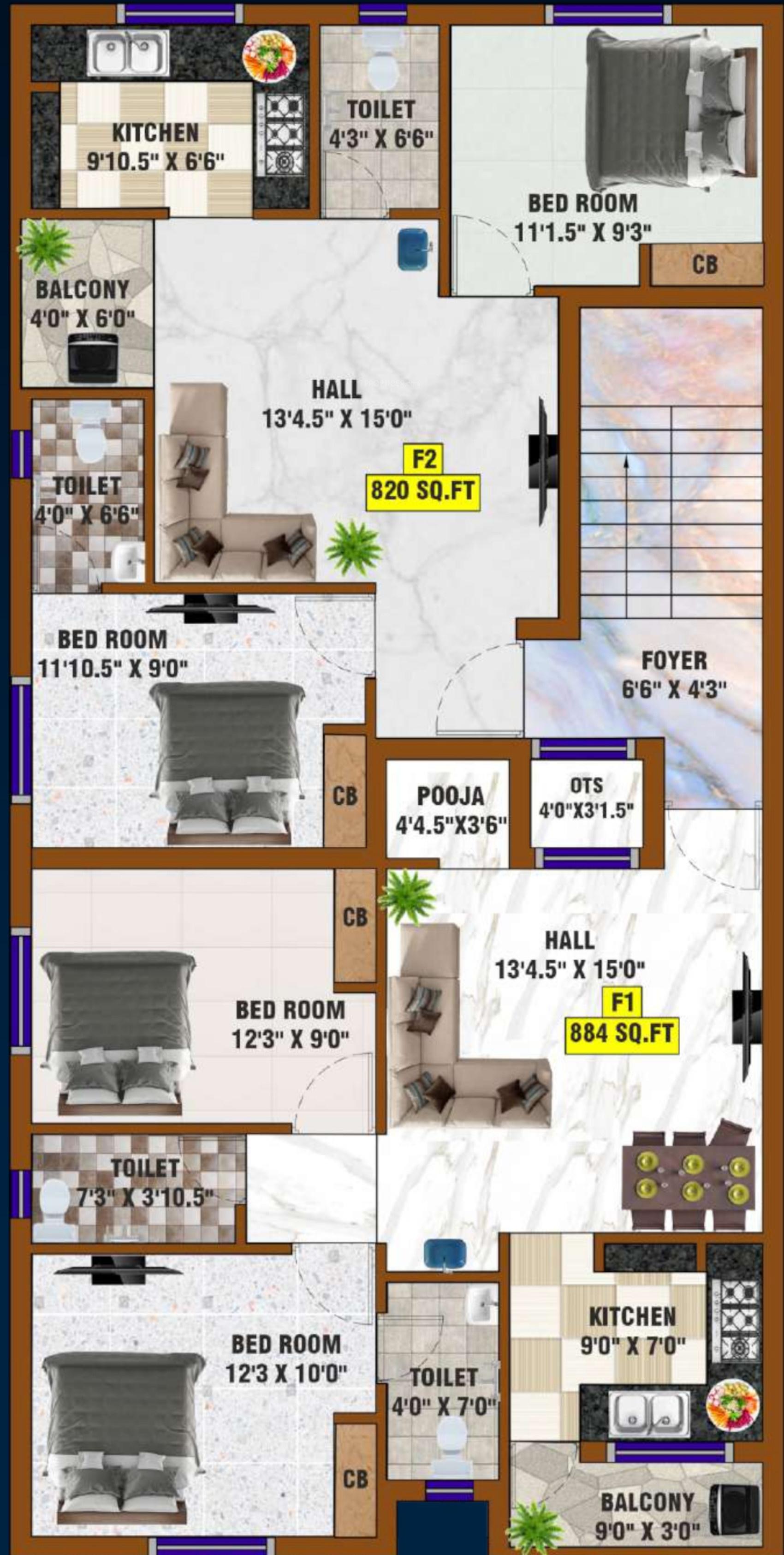 sai-petals Sai Petals Cluster Plan For 1st Floor