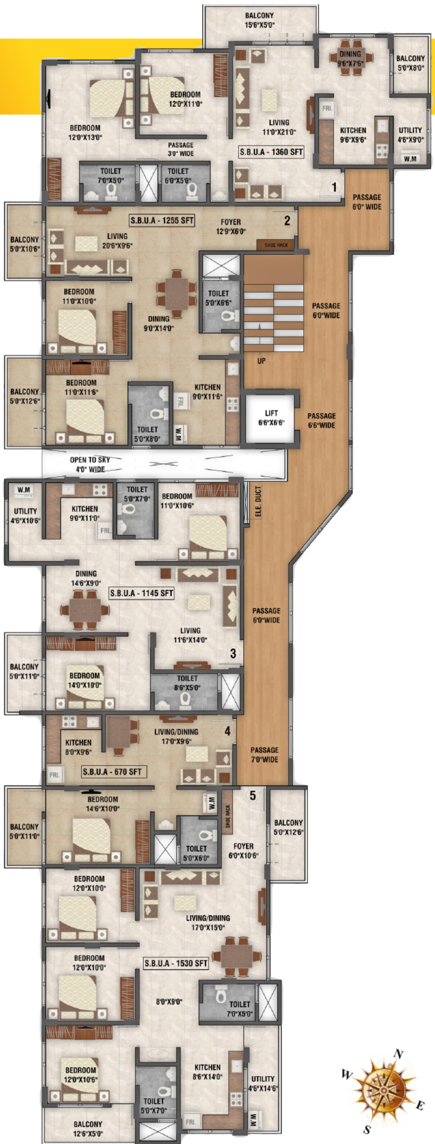 twins-paradise Twins Paradise Cluster Plan For Typical Floor Plan