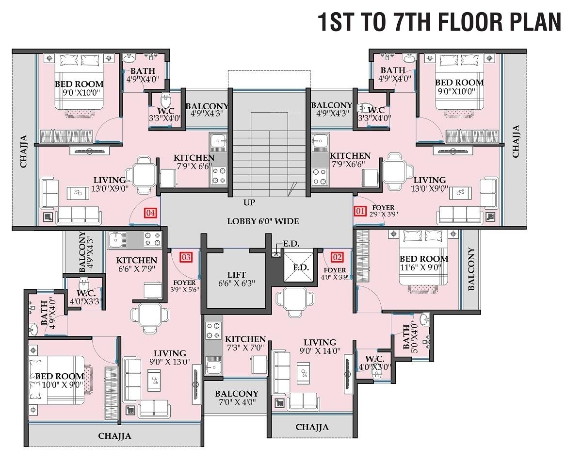 home-sai-breeze Sai Breeze Cluster Plan from 1st to 7th Floor