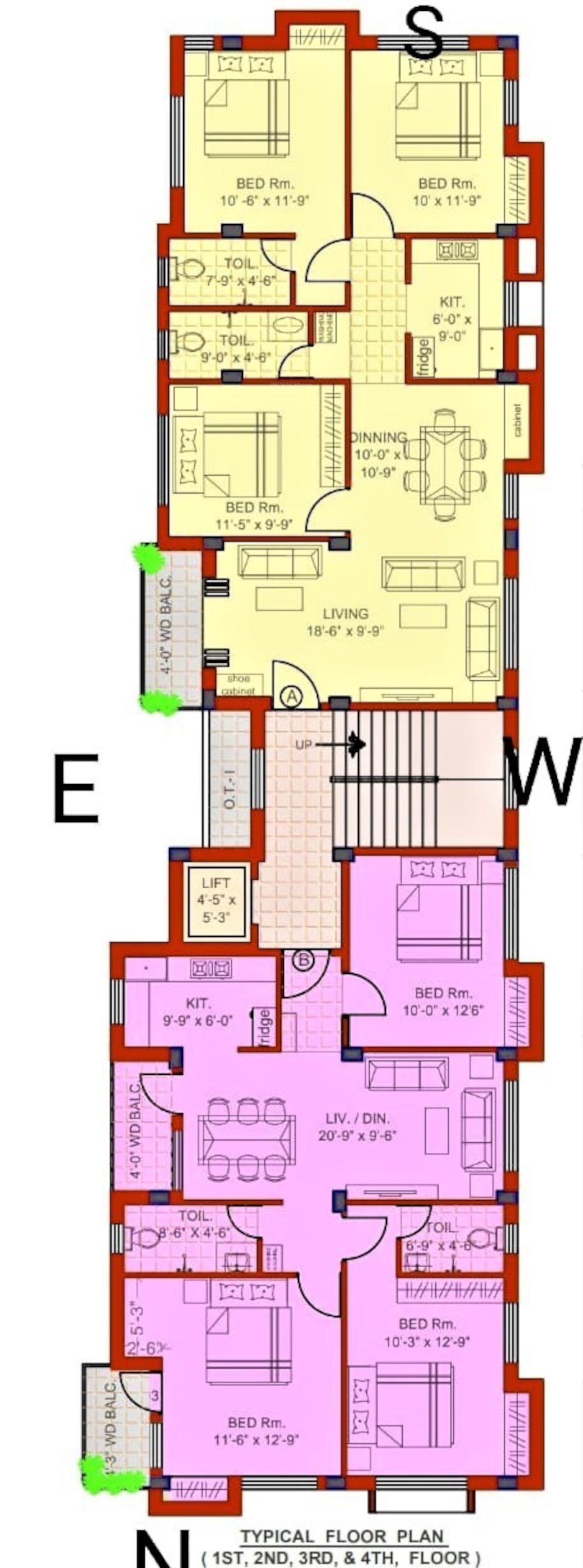 aurovilla Block C Cluster Plan from 1st to 4th Floor