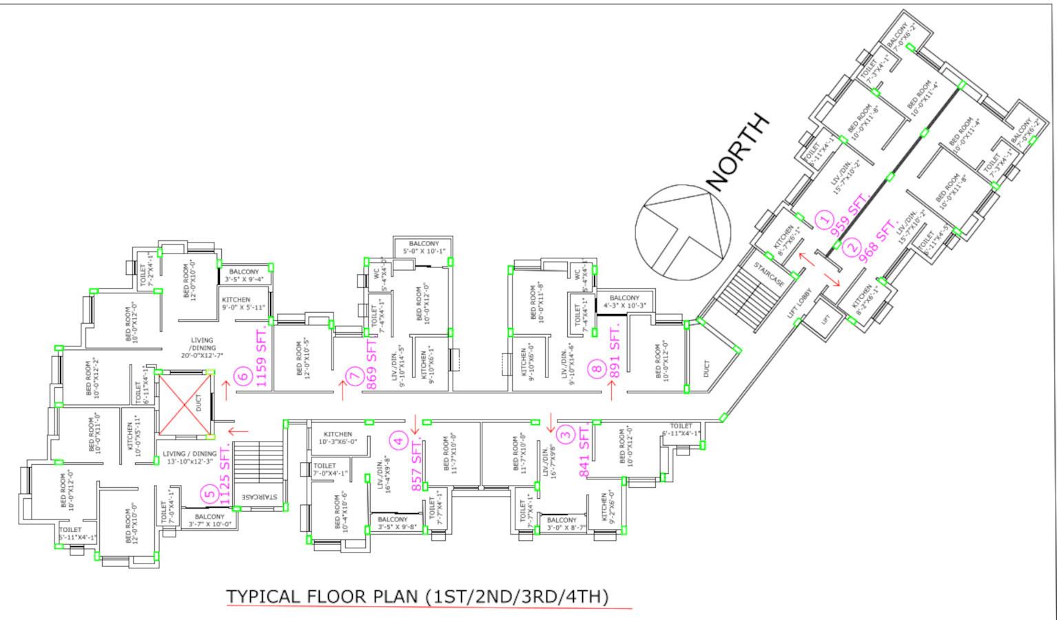 swatileka-apartment Swatileka Apartment Cluster Plan from 1st to 4th Floor