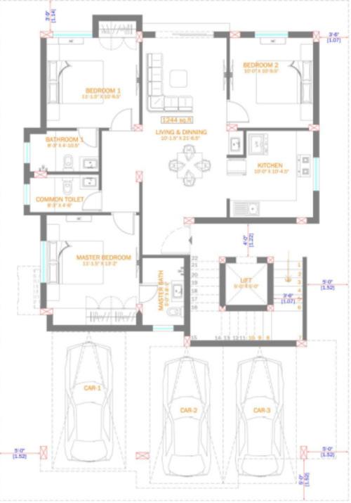 eline-luxury-flats Eline Luxury Flats Cluster Plan For Ground Floor