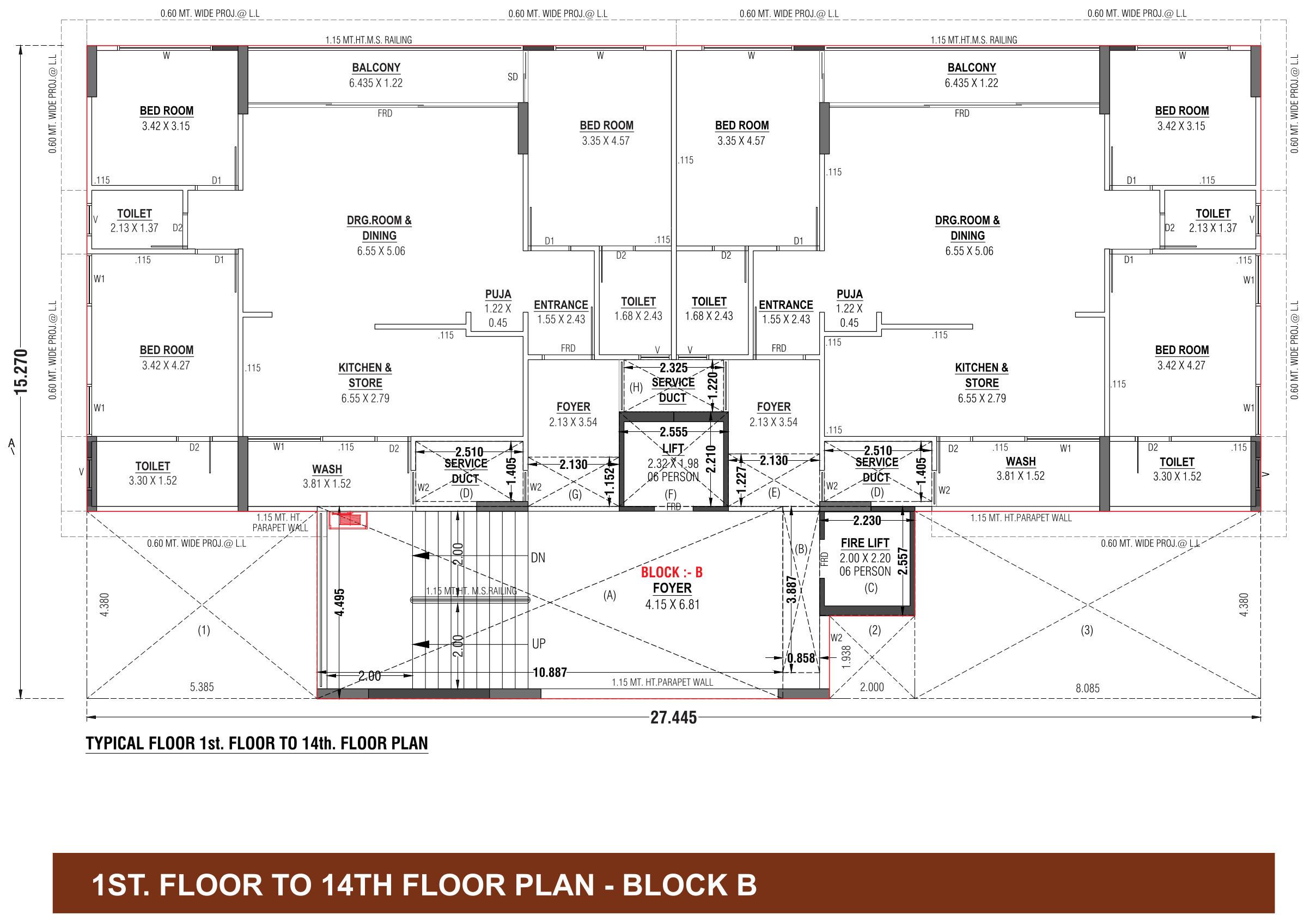 aura Block - B Cluster Plan From 1st To 14th Floor