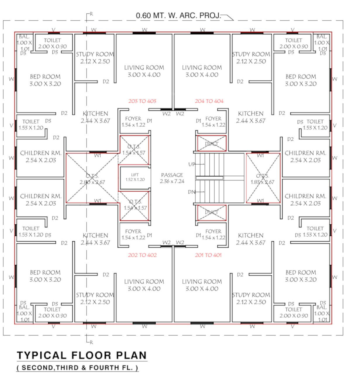 sarthak Sarthak Cluster Plan from 2nd to 4th Floor