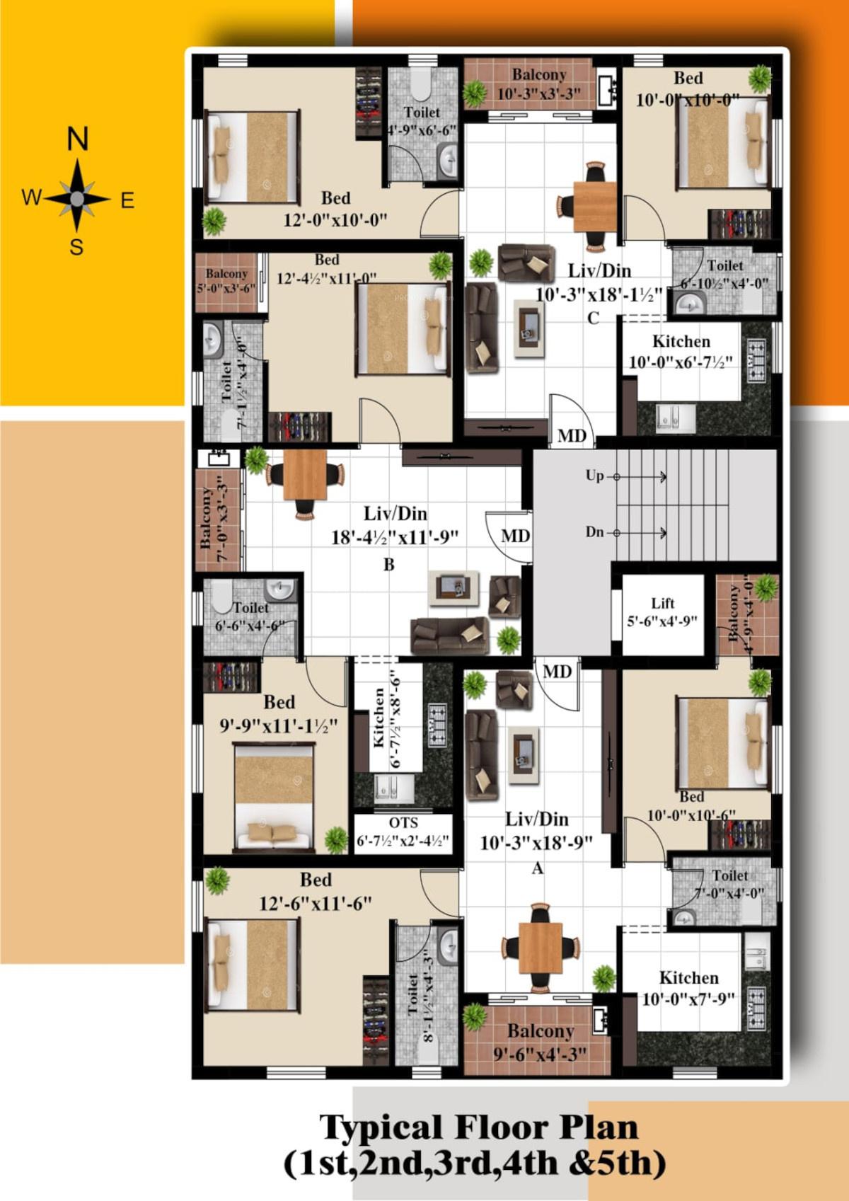 swaranam Swaranam Cluster Plan from 1st to 5th Floor